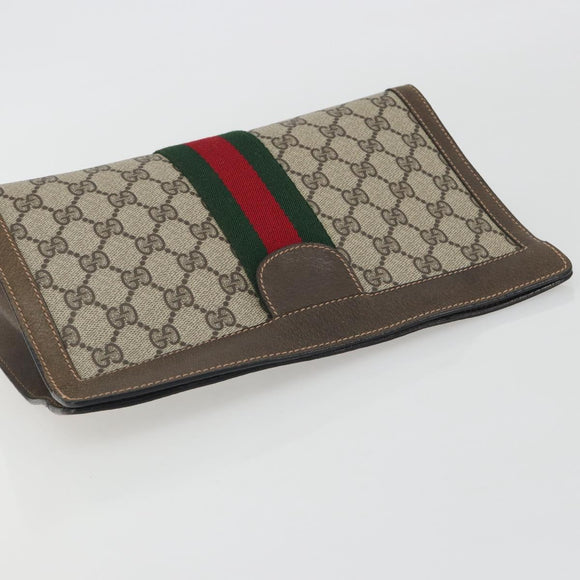 GUCCI GG Supreme Clutch Bag PVC Leather Beige 67 014 2125 Auth ep15454