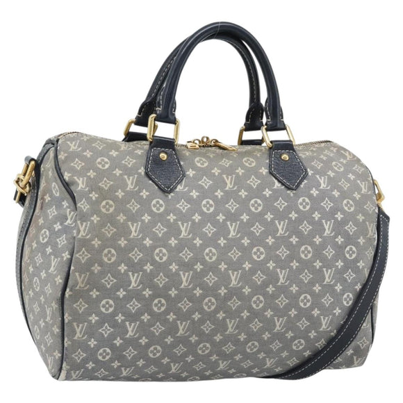 LOUIS VUITTON Monogram Idylle Speedy Bandouliere 30 Bag Navy M56703 Auth ep15457