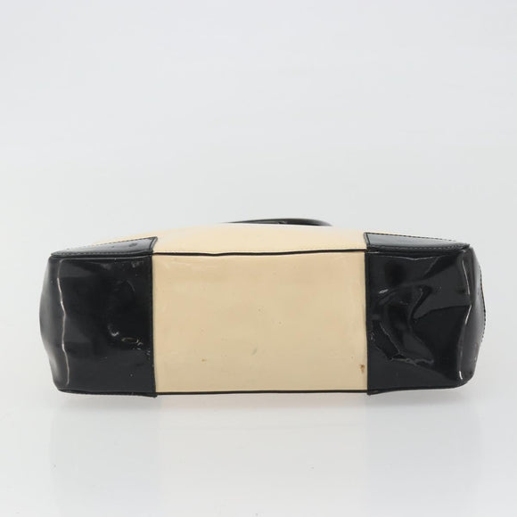 GUCCI Hand Bag Patent Beige Black 002 1103 Auth ep15459