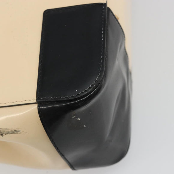 GUCCI Hand Bag Patent Beige Black 002 1103 Auth ep15459