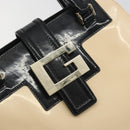 GUCCI Hand Bag Patent Beige Black 002 1103 Auth ep15459-18