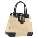 GUCCI Hand Bag Patent Beige Black 002 1103 Auth ep15459-1