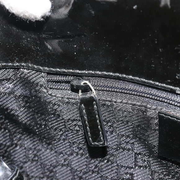GUCCI Hand Bag Patent Beige Black 002 1103 Auth ep15459