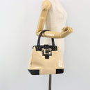 GUCCI Hand Bag Patent Beige Black 002 1103 Auth ep15459-24