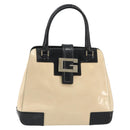 GUCCI Hand Bag Patent Beige Black 002 1103 Auth ep15459-13