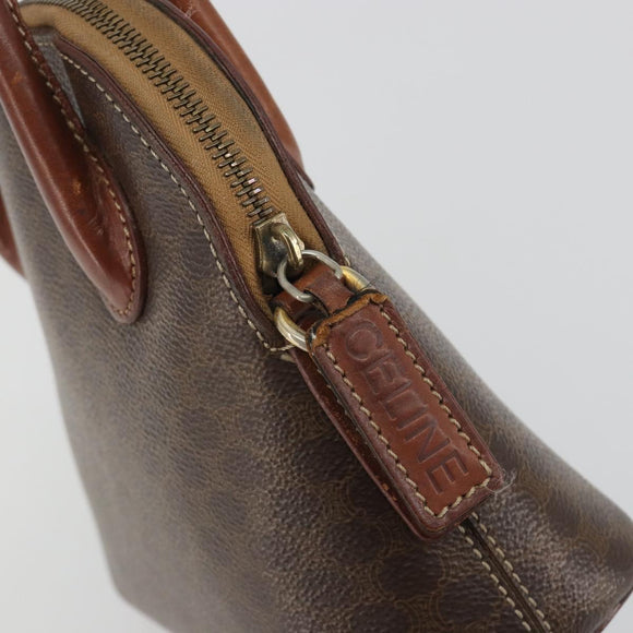 CELINE Macadam Hand Bag PVC Leather Brown Gold Tone Auth ep15461