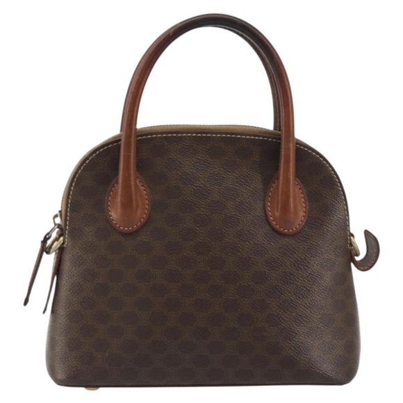 CELINE Macadam Hand Bag PVC Leather Brown Gold Tone Auth ep15461