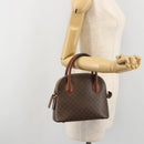 CELINE Macadam Hand Bag PVC Leather Brown Gold Tone Auth ep15461-23