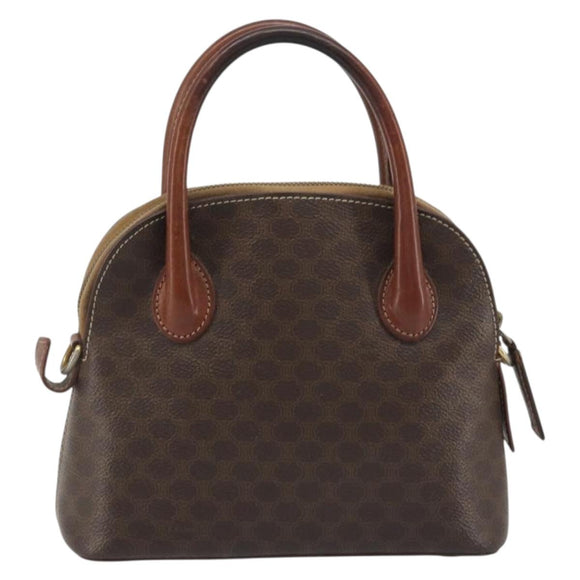 CELINE Macadam Hand Bag PVC Leather Brown Gold Tone Auth ep15461