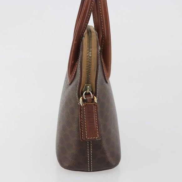 CELINE Macadam Hand Bag PVC Leather Brown Gold Tone Auth ep15461