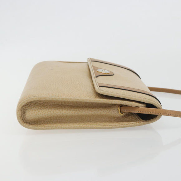Christian Dior Shoulder Bag Leather Beige Gold Tone Auth ep15464