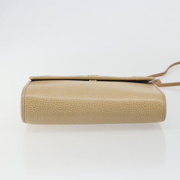 Christian Dior Shoulder Bag Leather Beige Gold Tone Auth ep15464
