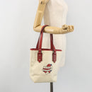 GUCCI GG Supreme Hand Bag PVC Leather Outlet White Red 257250 Auth ep15469-24