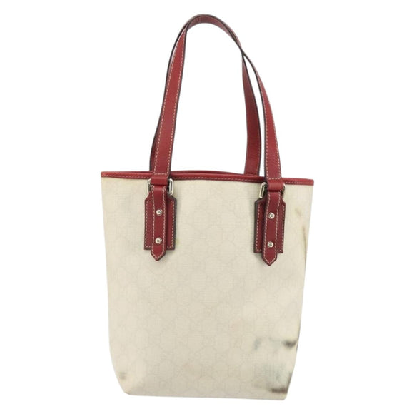 GUCCI GG Supreme Hand Bag PVC Leather Outlet White Red 257250 Auth ep15469