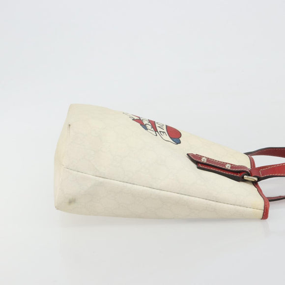 GUCCI GG Supreme Hand Bag PVC Leather Outlet White Red 257250 Auth ep15469