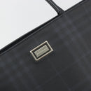 BURBERRY Nova Check Hand Bag PVC Leather Navy Silver Auth ep15470-17