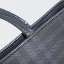 BURBERRY Nova Check Hand Bag PVC Leather Navy Silver Auth ep15470-10