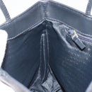 BURBERRY Nova Check Hand Bag PVC Leather Navy Silver Auth ep15470-20