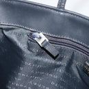 BURBERRY Nova Check Hand Bag PVC Leather Navy Silver Auth ep15470-21