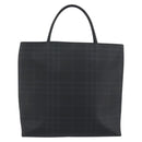 BURBERRY Nova Check Hand Bag PVC Leather Navy Silver Auth ep15470-2