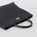 BURBERRY Nova Check Hand Bag PVC Leather Navy Silver Auth ep15470-6