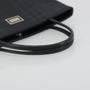 BURBERRY Nova Check Hand Bag PVC Leather Navy Silver Auth ep15470-7