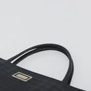 BURBERRY Nova Check Hand Bag PVC Leather Navy Silver Auth ep15470-8