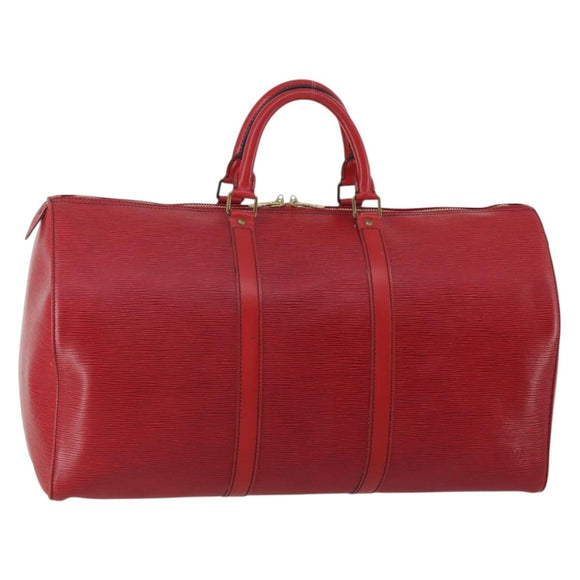 LOUIS VUITTON Epi Keepall 50 Boston Bag Red M42967 LV Auth ep15474