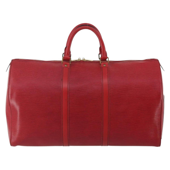 LOUIS VUITTON Epi Keepall 50 Boston Bag Red M42967 LV Auth ep15474