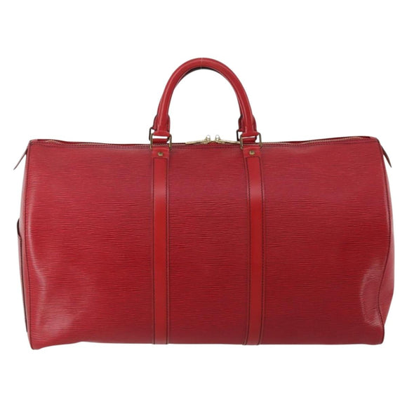 LOUIS VUITTON Epi Keepall 50 Boston Bag Red M42967 LV Auth ep15474