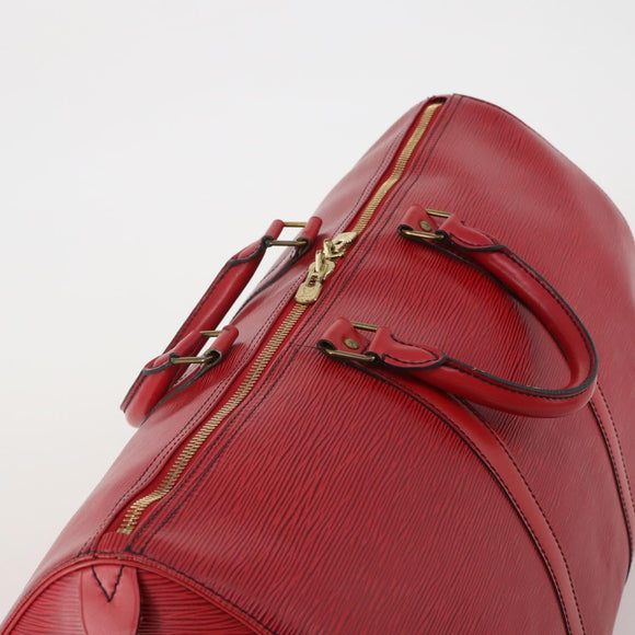 LOUIS VUITTON Epi Keepall 50 Boston Bag Red M42967 LV Auth ep15474