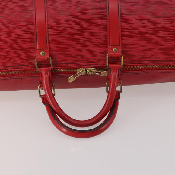 LOUIS VUITTON Epi Keepall 50 Boston Bag Red M42967 LV Auth ep15474
