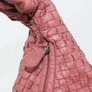 BOTTEGA VENETA INTRECCIATO Hobo Shoulder Bag Leather Pink Silver Auth ep15476A-18