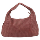 BOTTEGA VENETA INTRECCIATO Hobo Shoulder Bag Leather Pink Silver Auth ep15476A-2