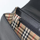 Burberrys Hand Bag Leather Black Gold Tone Auth ep15478-11