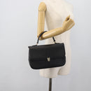 Burberrys Hand Bag Leather Black Gold Tone Auth ep15478-21