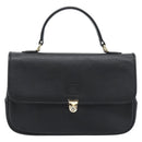 Burberrys Hand Bag Leather Black Gold Tone Auth ep15478-13