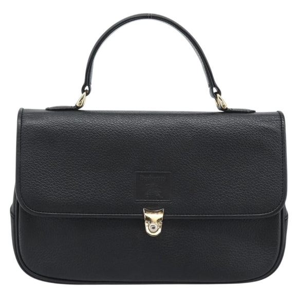 Burberrys Hand Bag Leather Black Gold Tone Auth ep15478