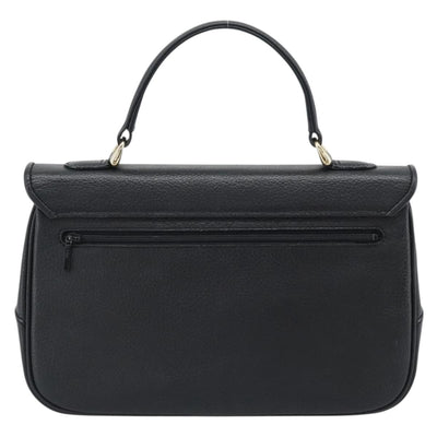 Burberrys Hand Bag Leather Black Gold Tone Auth ep15478 - 0