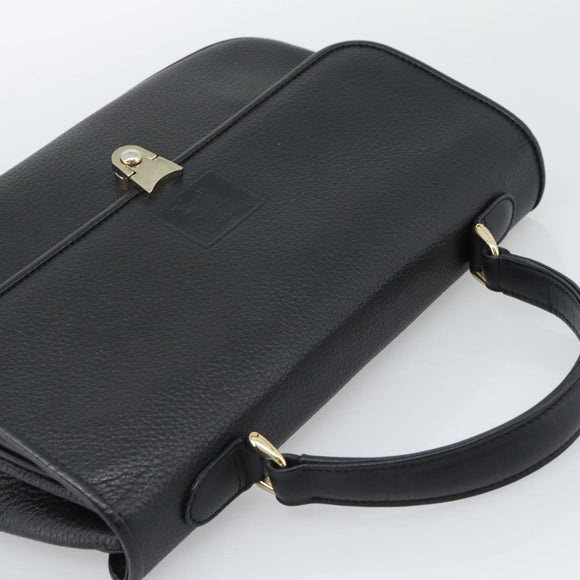 Burberrys Hand Bag Leather Black Gold Tone Auth ep15478