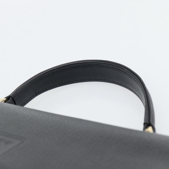 Burberrys Hand Bag Leather Black Gold Tone Auth ep15478