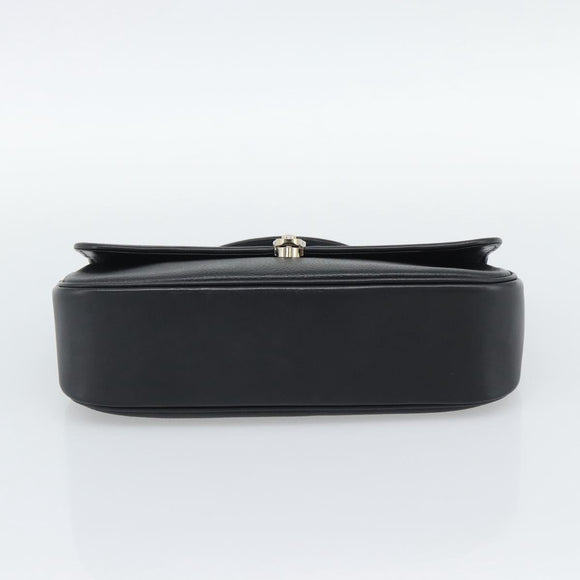 Burberrys Hand Bag Leather Black Gold Tone Auth ep15478