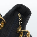Christian Dior Canage Hand Bag Canvas Black Gold Tone Auth ep15480-10