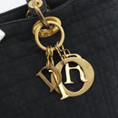 Christian Dior Canage Hand Bag Canvas Black Gold Tone Auth ep15480-17