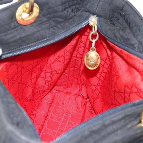 Christian Dior Canage Hand Bag Canvas Black Gold Tone Auth ep15480