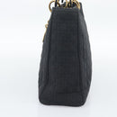 Christian Dior Canage Hand Bag Canvas Black Gold Tone Auth ep15480-4