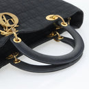 Christian Dior Canage Hand Bag Canvas Black Gold Tone Auth ep15480-7