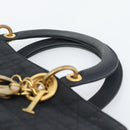 Christian Dior Canage Hand Bag Canvas Black Gold Tone Auth ep15480-8