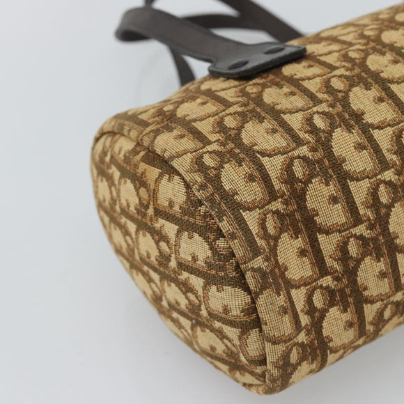 Christian Dior Trotter Canvas Hand Bag Beige Gold Tone Auth ep15481