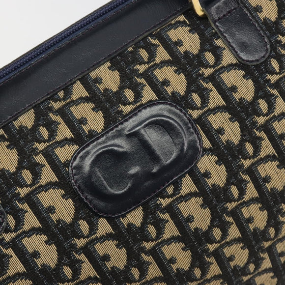 Christian Dior Trotter Canvas Mini Boston Bag Navy Gold Tone Auth ep15486